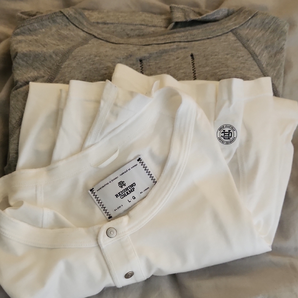 Reserved Long Sleeve Tees in White and Gray